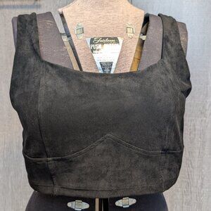 XXL Klassy Faux Suede Crop Top Square Neck